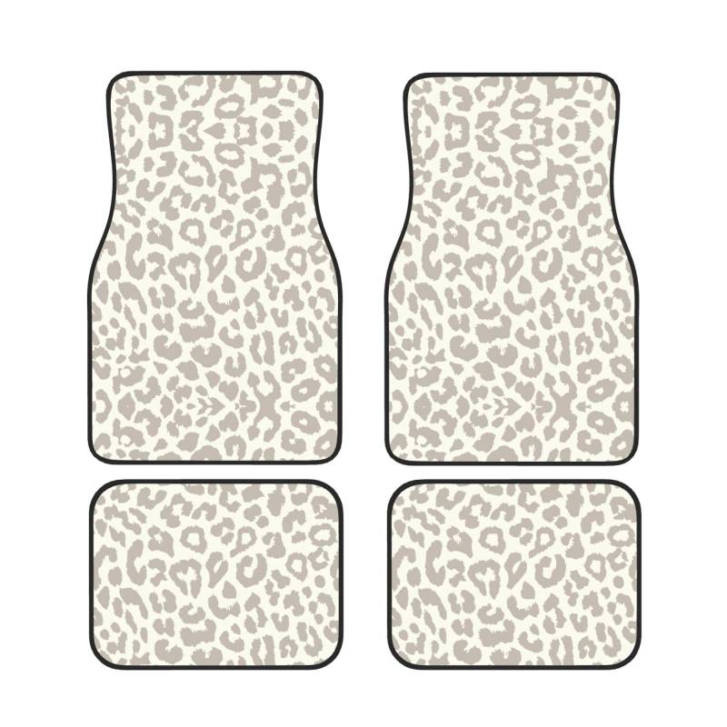 Universal Braun Muster Leopard Print Auto Fußmatten - 4-teiliges Set, Gummi-Rückseite, passend für die meisten SUVs, LKW, Limousinen, Vans von SamLng