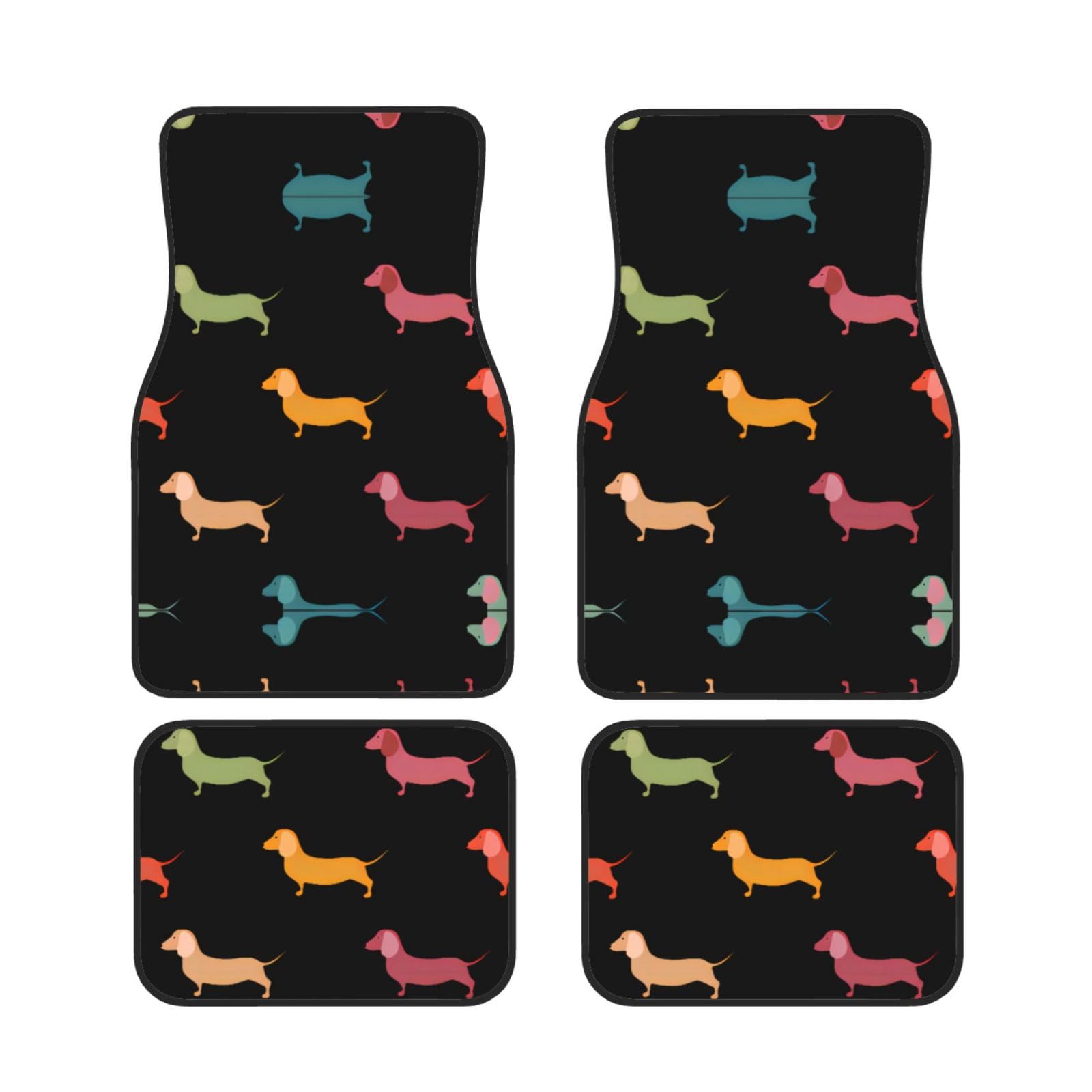 Universal Cute Dachshound Dogs Print Auto Fußmatten - 4-teiliges Set, Gummi-Rückseite, passend für die meisten SUVs, LKWs, Limousinen, Vans von SamLng