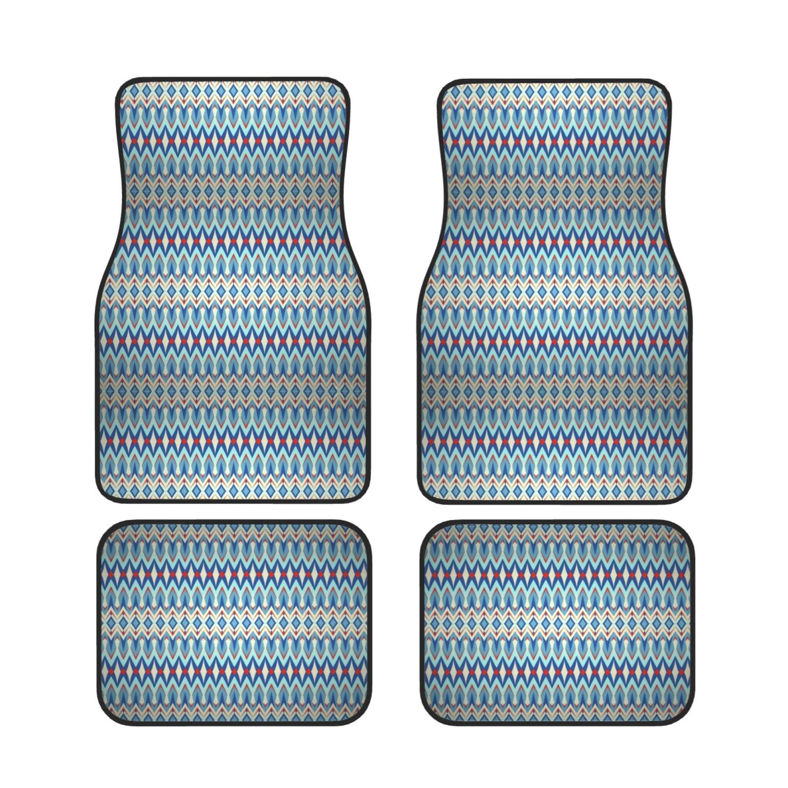 Universal Diamonds Patterns Print Auto Fußmatten - 4-teiliges Set, Gummi-Rückseite, passend für die meisten SUVs, LKWs, Limousinen, Vans von SamLng