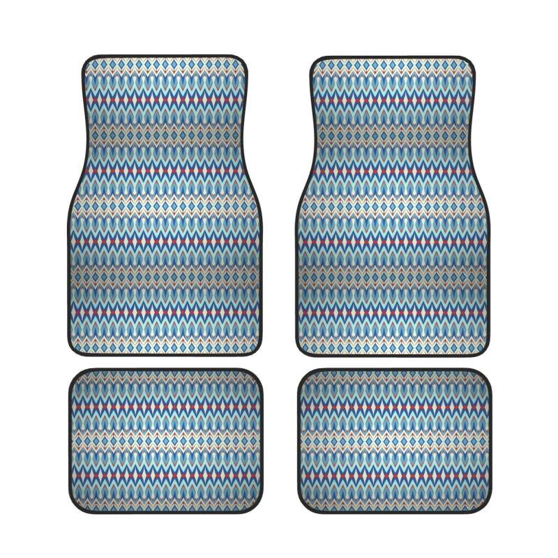 Universal Diamonds Patterns Print Auto Fußmatten - 4-teiliges Set, Gummi-Rückseite, passend für die meisten SUVs, LKWs, Limousinen, Vans von SamLng