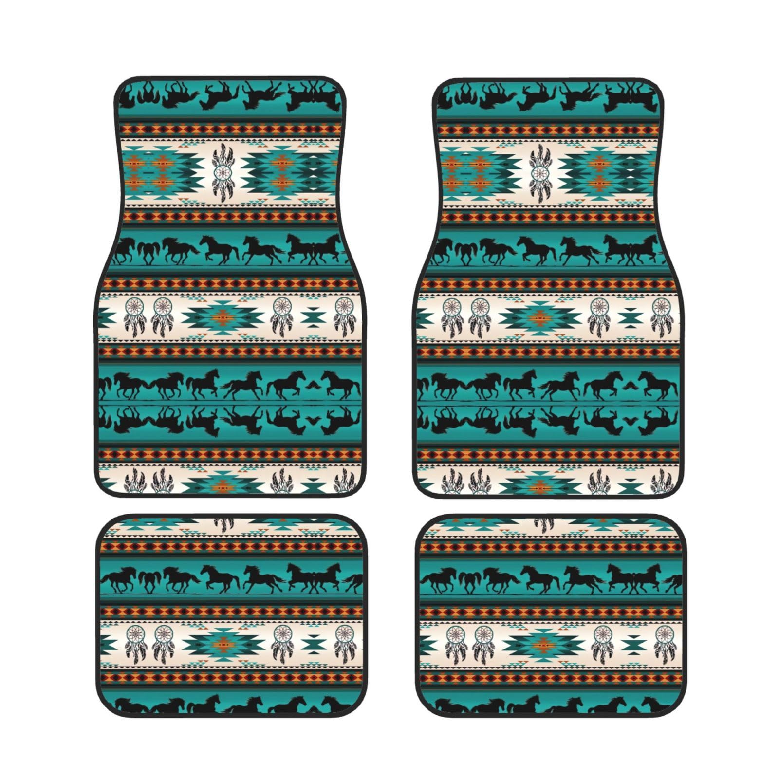 Universal Horse Stripes Pattern Print Auto Fußmatten - 4-teiliges Set, Gummi-Rückseite, passend für die meisten SUVs, LKWs, Limousinen, Vans von SamLng