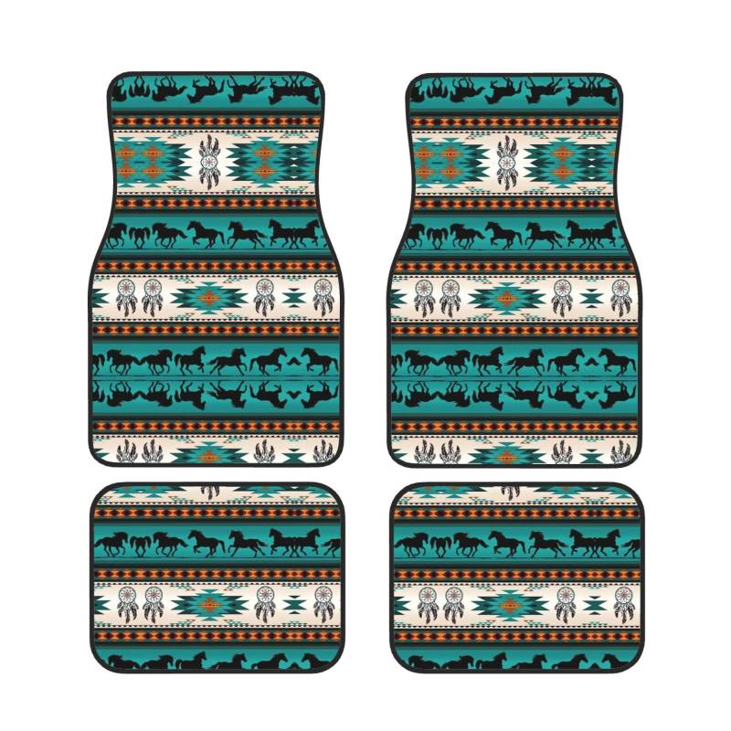 Universal Horse Stripes Pattern Print Auto Fußmatten - 4-teiliges Set, Gummi-Rückseite, passend für die meisten SUVs, LKWs, Limousinen, Vans von SamLng