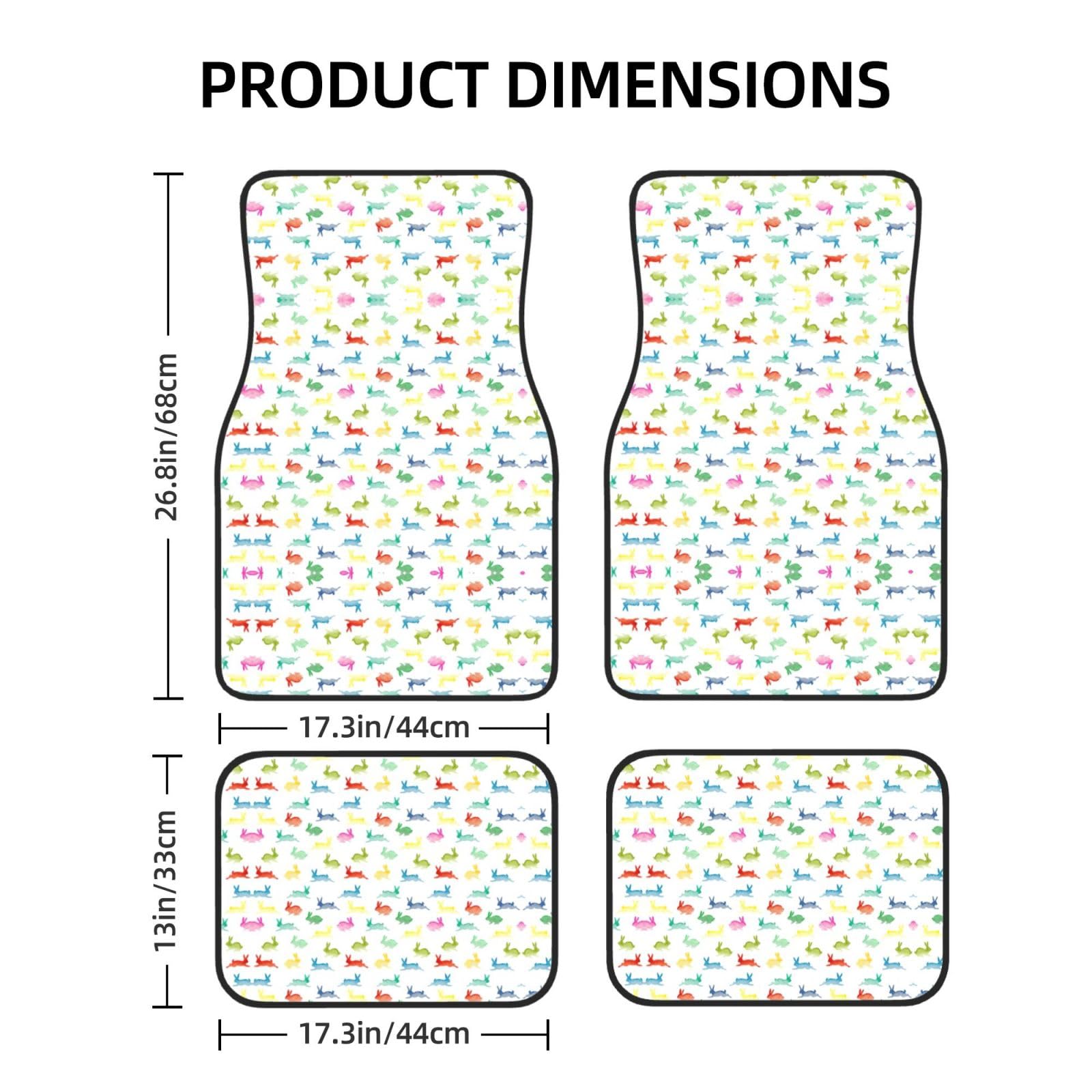 Universal Kaninchen in verschiedenen Posen Springen Laufen Druck Auto Fußmatten - 4-teiliges Set, Gummi-Rückseite, passend für die meisten SUVs, LKWs, Limousinen, Vans von SamLng