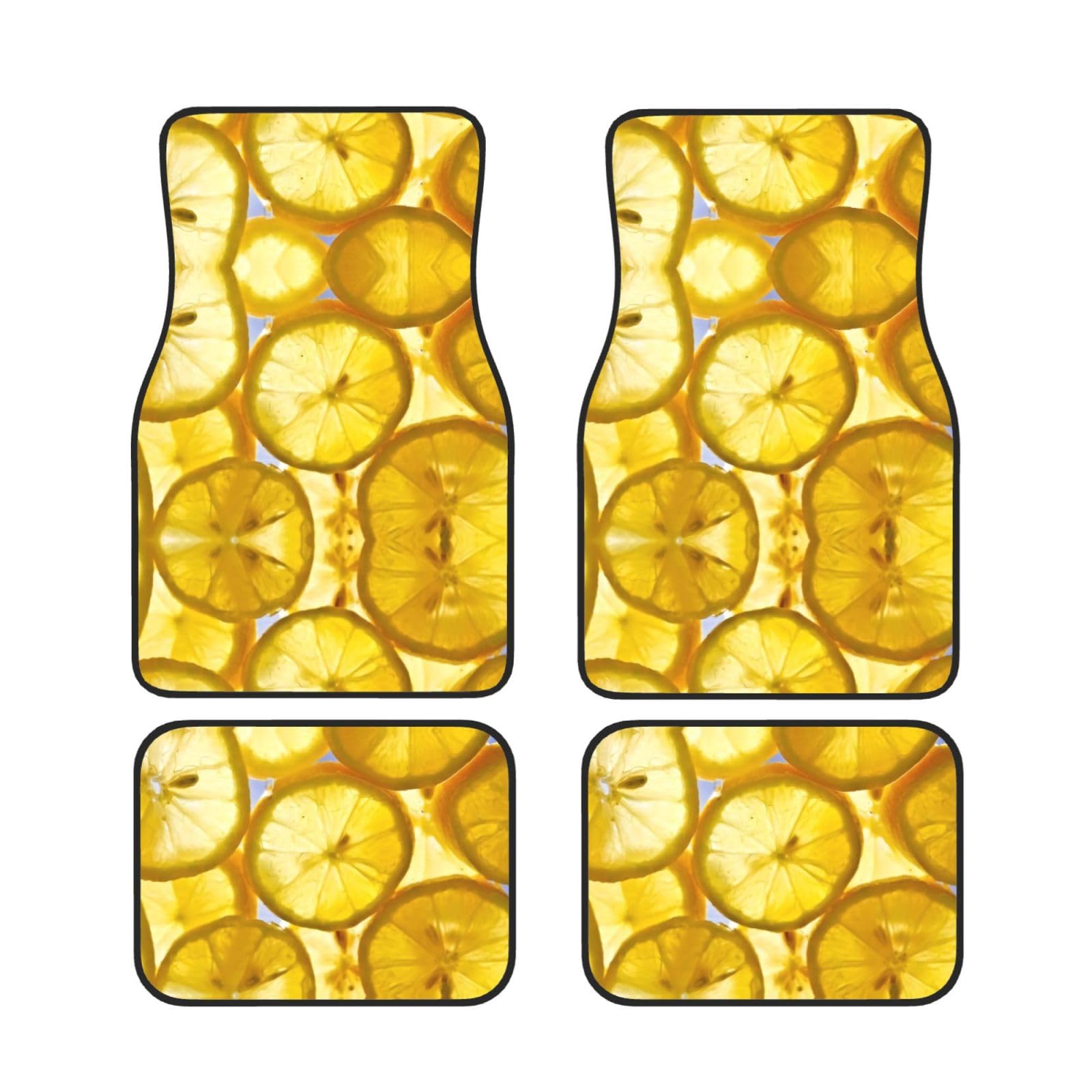 Universal Lemon Slices Print Auto Fußmatten - 4-teiliges Set, Gummi-Rückseite, passend für die meisten SUVs, LKWs, Limousinen, Vans von SamLng