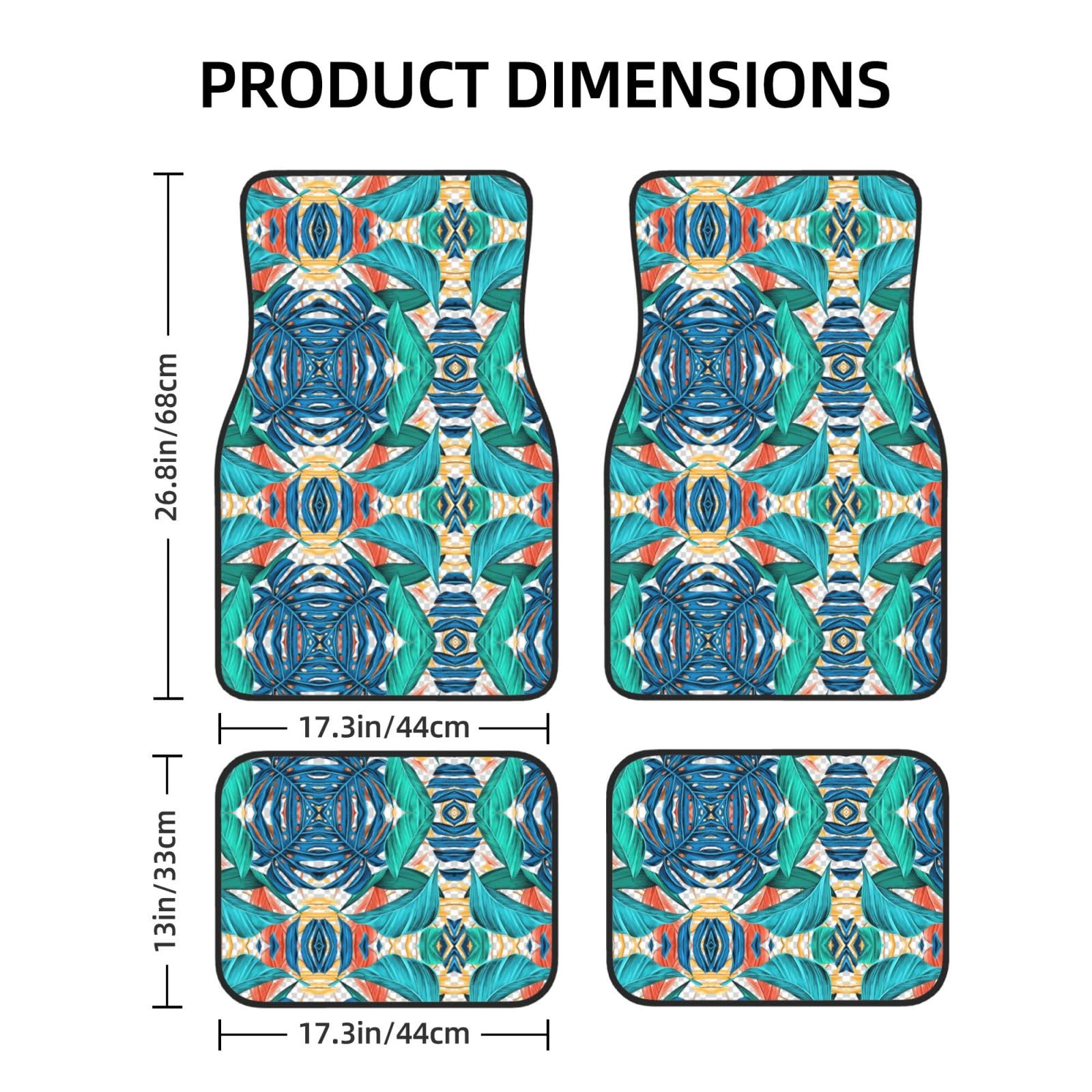 Universal Tropical Palm Leaf Print Auto Fußmatten - 4-teiliges Set, Gummi-Rückseite, passend für die meisten SUVs, LKW, Limousinen, Vans von SamLng