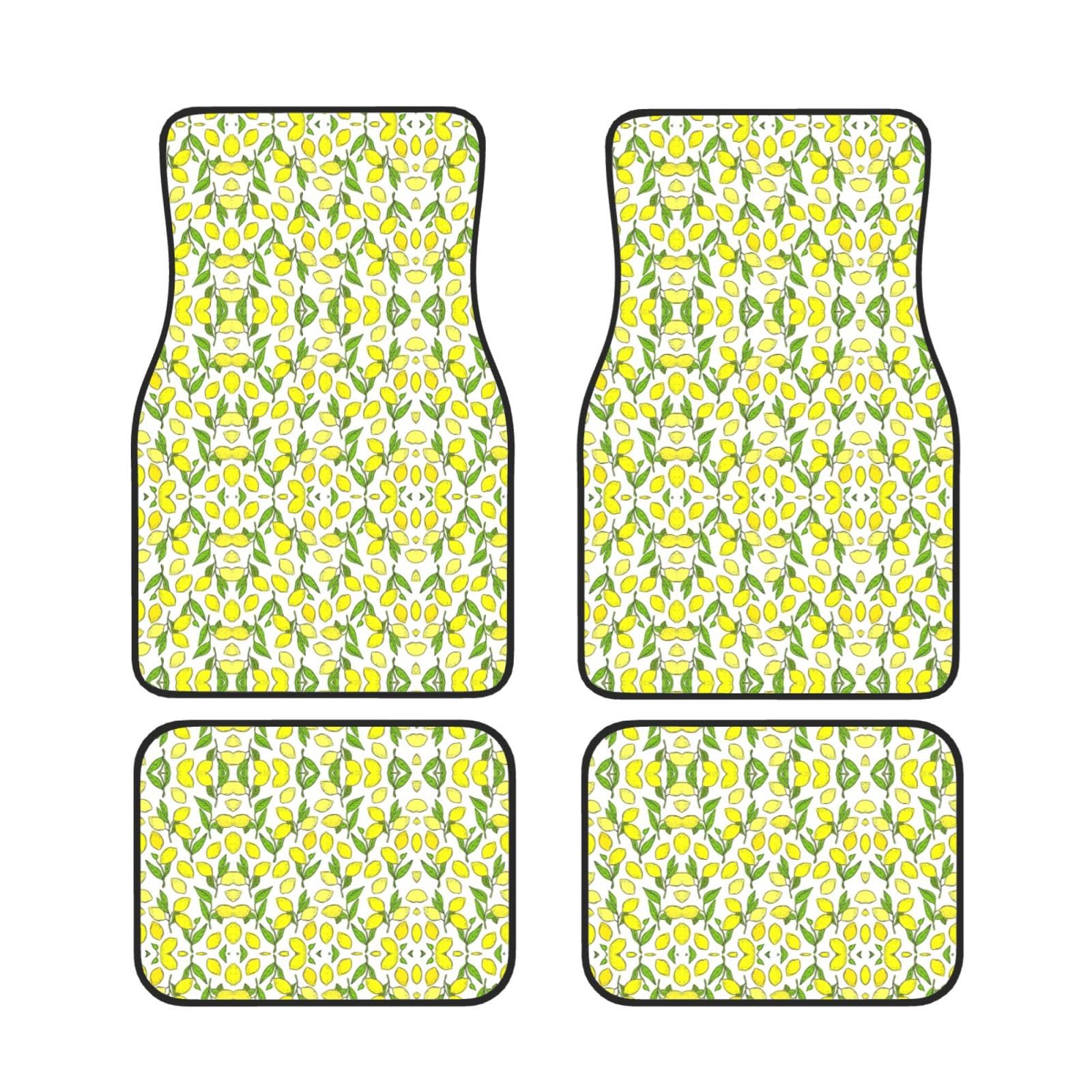 Universal Yellow Fresh Lemons Print Auto Fußmatten - 4-teiliges Set, Gummi-Rückseite, passend für die meisten SUVs, LKWs, Limousinen, Vans von SamLng