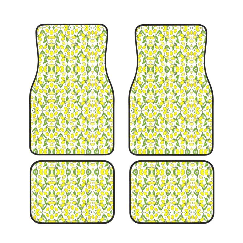 Universal Yellow Fresh Lemons Print Auto Fußmatten - 4-teiliges Set, Gummi-Rückseite, passend für die meisten SUVs, LKWs, Limousinen, Vans von SamLng