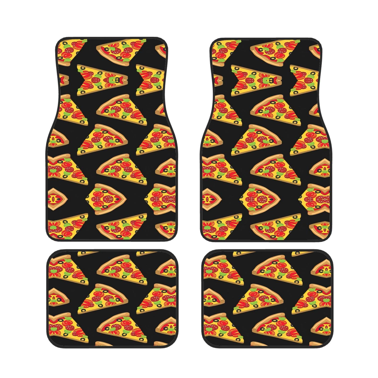 Universal schmackhafte Pizza Print Auto Fußmatten - 4-teiliges Set, Gummi-Rückseite, passend für die meisten SUVs, LKWs, Limousinen, Vans von SamLng