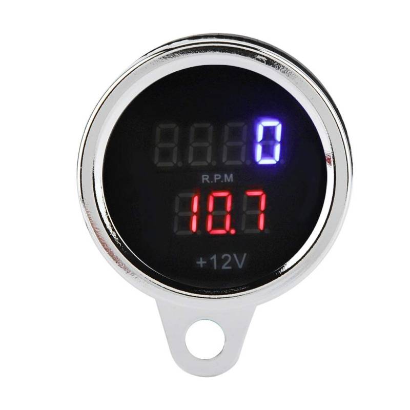 2-in-1 Motorrad-Tachometer, digitaler Kilometerzähler mit Drehzahlsensor aus Metall, digitales Voltmeter von Samfox