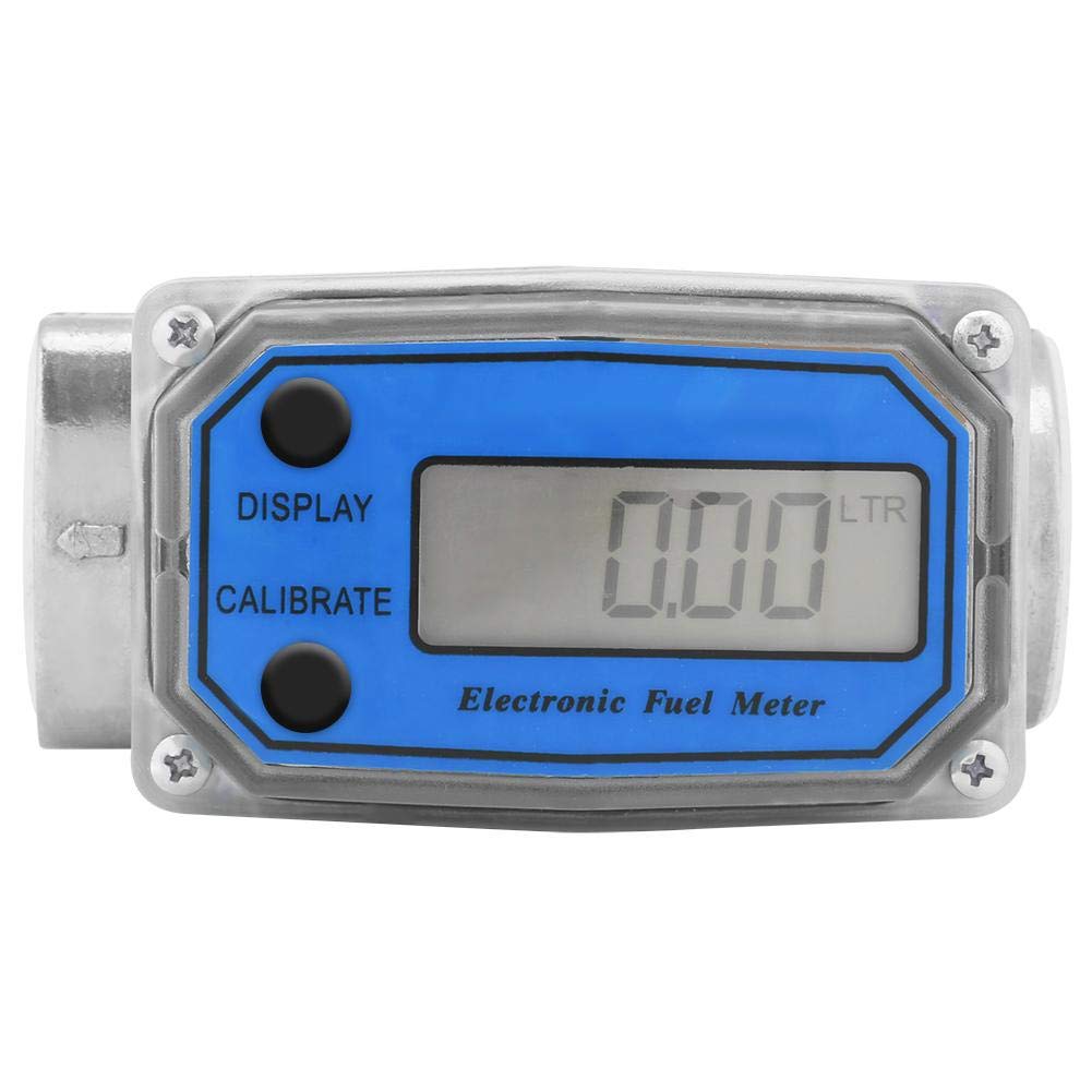 Samfox Turbinen Durchflussmesser,Peak Flow meter,Durchflussmesser für Diesel Benzin Harnstoff Heizöl, 15–120 L/min 1 Zoll NPT Durchflussmesser,mit Digital LCD Display(Blau LLW-25) von Samfox