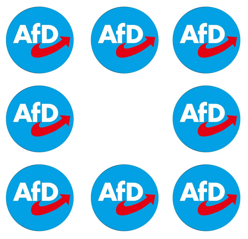 Sammys Shirt Store 192 Stück Aufkleber 4cm rund AFD Logo im hellblauen Kreis Neuwahlen AFD Sticker Sparpack gut haftend Aktiv Werden 5 cm von Sammys Shirt Store