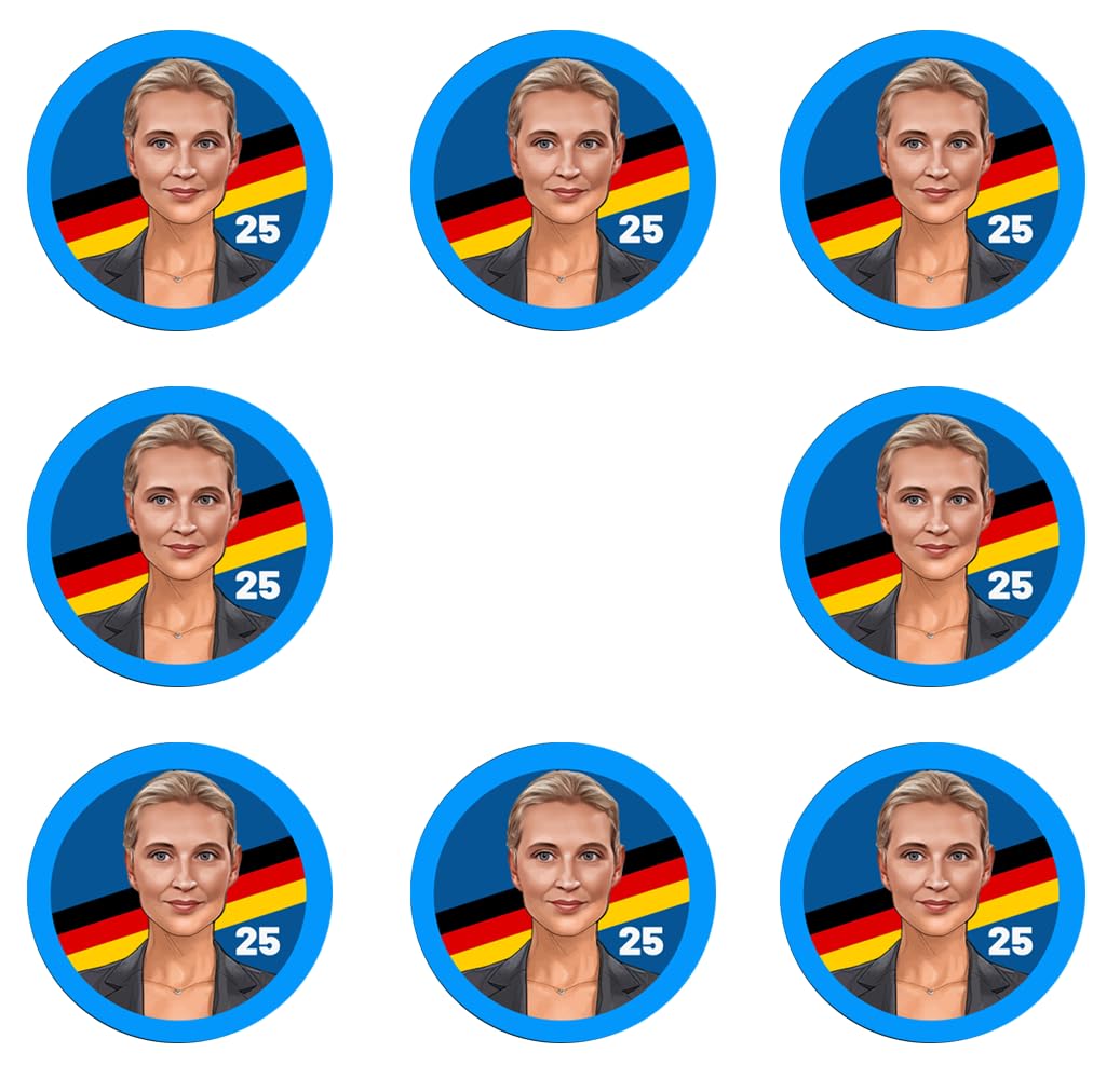 Sammys Shirt Store 192 Stück Aufkleber 4cm rund Bundeskanzlerin Alice Weidel Neuwahlen AFD Sticker Sparpack gut haftend Aktiv Werden 5 cm von Sammys Shirt Store