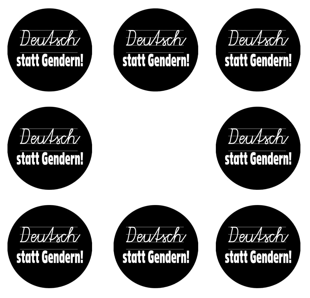 Sammys Shirt Store 192 Stück Aufkleber 4cm rund Deutsch statt Gendern Sprache Sticker Sparpack gut haftend Aktiv Werden 4 cm von Sammys Shirt Store