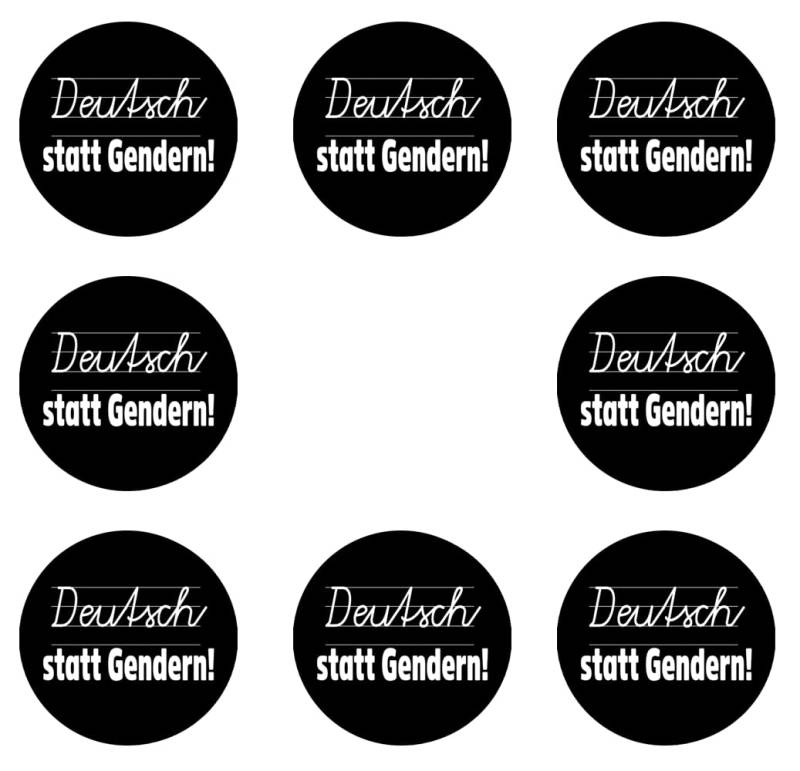 Sammys Shirt Store 192 Stück Aufkleber 4cm rund Deutsch statt Gendern Sprache Sticker Sparpack gut haftend Aktiv Werden 4 cm von Sammys Shirt Store