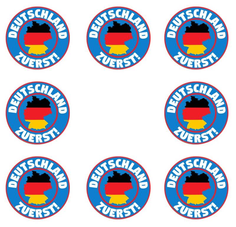 Sammys Shirt Store 192 Stück Aufkleber 4cm rund Deutschland zuerst II Germany First Sticker Sparpack gut haftend Aktiv Werden 5 cm von Sammys Shirt Store