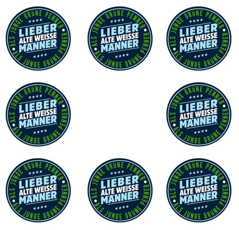 Sammys Shirt Store 192 Stück Aufkleber 4cm rund Lieber alte weiße Männer als Junge grüne Penner Sticker Sparpack gut haftend Aktiv Werden 4 cm von Sammys Shirt Store