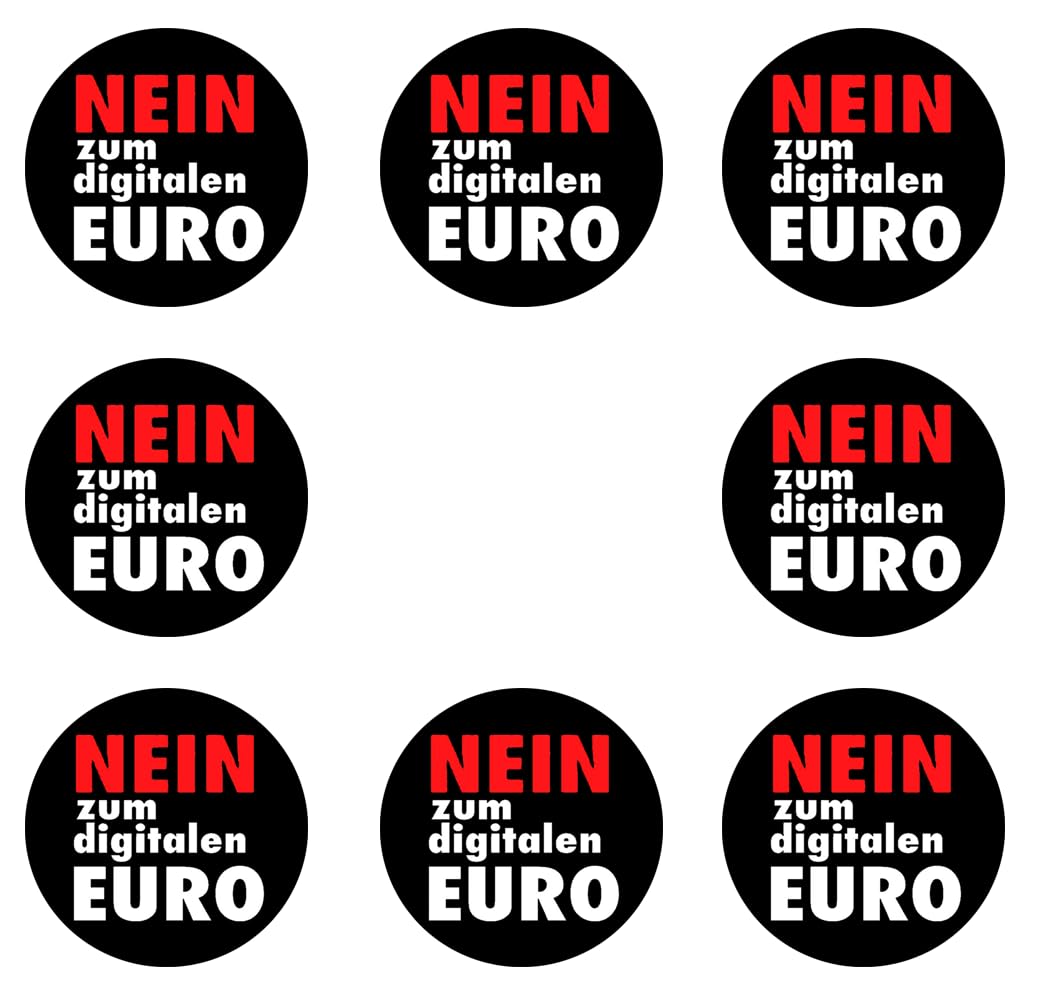 Sammys Shirt Store 192 Stück Aufkleber 4cm rund Nein zum digitalen Euro Bargeld retten Sticker Sparpack gut haftend Aktiv Werden 5 cm von Sammys Shirt Store