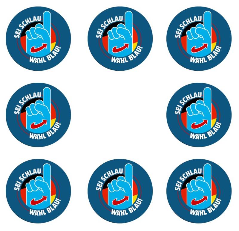 Sammys Shirt Store 192 Stück Aufkleber 4cm rund Sei schlau-wähl blau Neuwahlen AFD Sticker Sparpack gut haftend Aktiv Werden 5 cm von Sammys Shirt Store