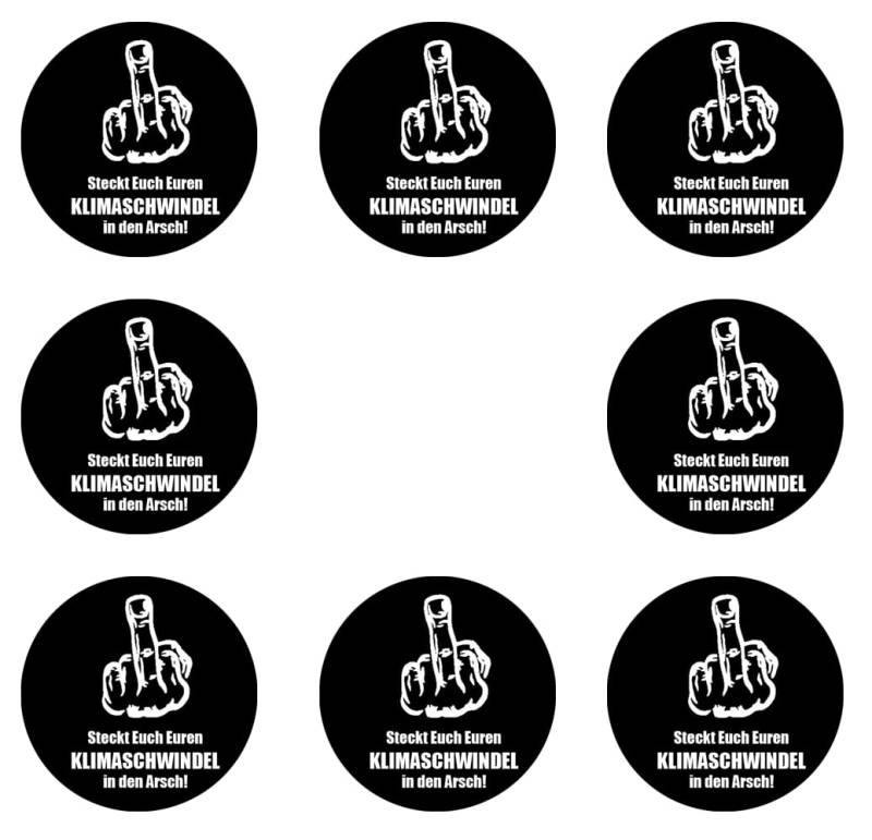 Sammys Shirt Store 192 Stück Aufkleber 4cm rund Steckt Euch Euren Klimaschwindel in den Arsch Sticker Sparpack gut haftend Aktiv Werden 4 cm von Sammys Shirt Store