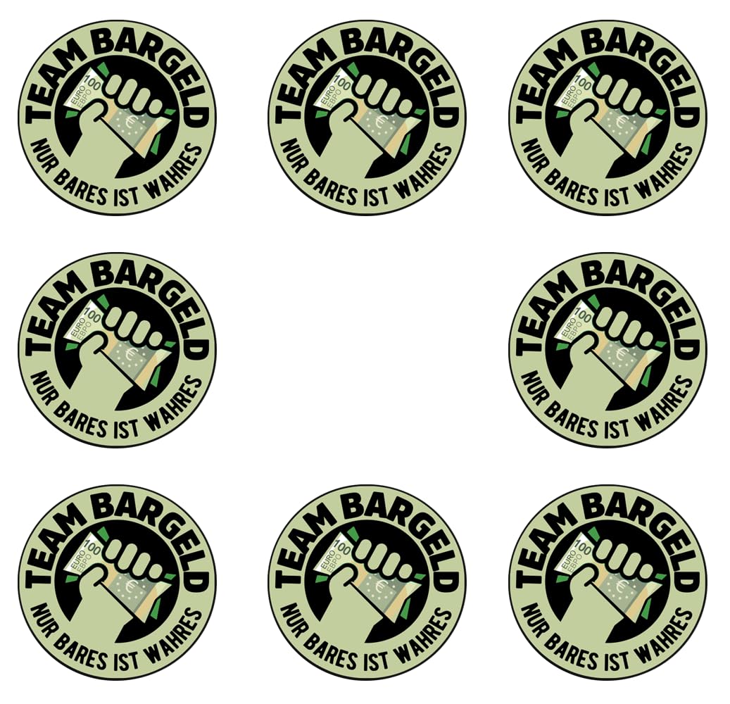 Sammys Shirt Store 192 Stück Aufkleber 4cm rund Team Bargeld Nur Bares ist Wahres Sticker Sparpack gut haftend Aktiv Werden 4 cm von Sammys Shirt Store