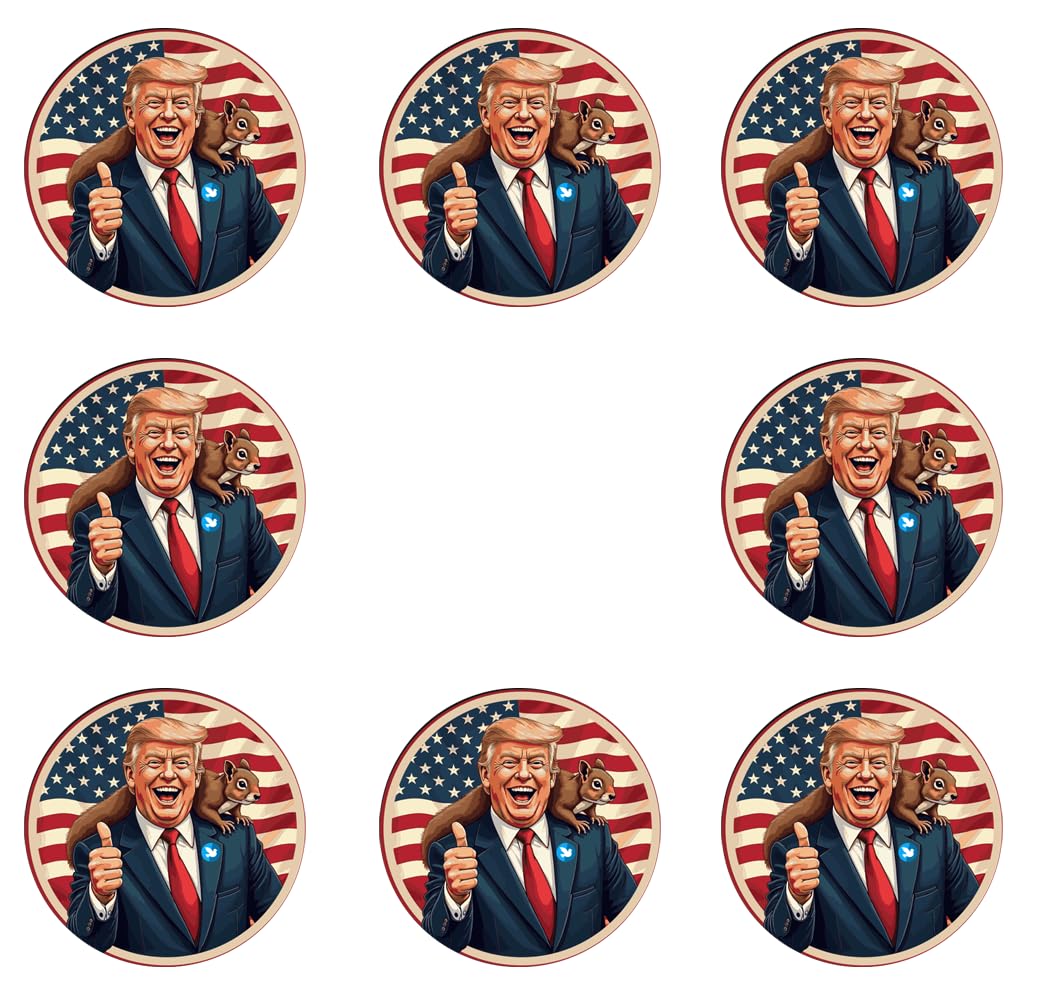 Sammys Shirt Store 192 Stück Aufkleber 4cm rund Trump und Eichhörnchen Peanut MAGA Sticker Sparpack gut haftend Aktiv Werden 5 cm von Sammys Shirt Store