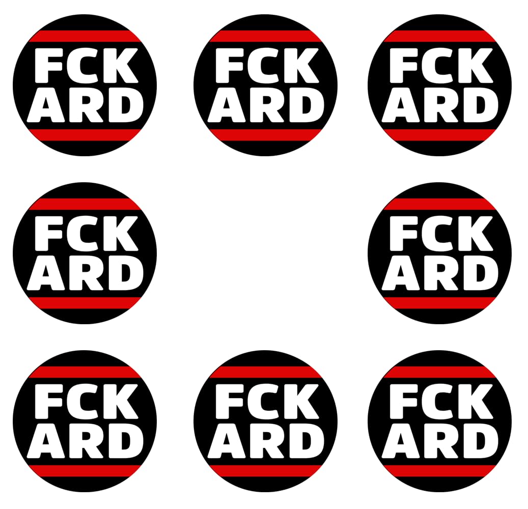 Sammys Shirt Store 24 Stück Aufkleber 4cm rund FCK ARD Lügenpresse Staatsfunk Sticker Sparpack gut haftend Aktiv Werden 4 cm von Sammys Shirt Store