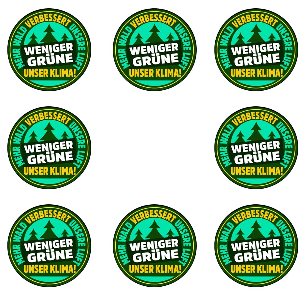 Sammys Shirt Store 8 Stück Aufkleber 4cm rund Mehr Wald II verbessert unsere Luft weniger Grüne Sticker Sparpack gut haftend Aktiv Werden von Sammys Shirt Store