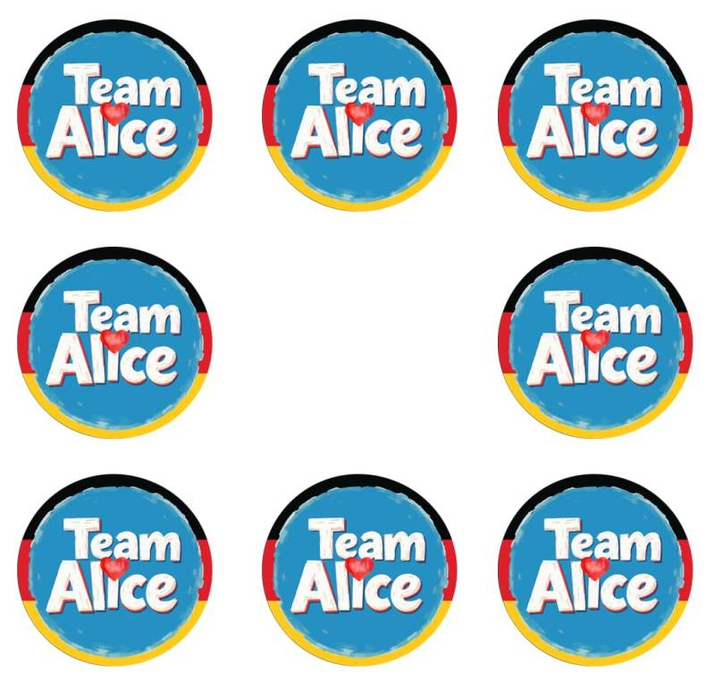 Sammys Shirt Store 8 Stück Aufkleber 4cm rund Team Alice 2025 Neuwahlen AFD Sticker Sparpack gut haftend Aktiv Werden von Sammys Shirt Store