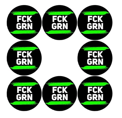 Sammys Shirt Store 8 Stück Einkaufswagen Aufkleber 3cm Durchmesser - FCK GRN Fuck Grün von Sammys Shirt Store