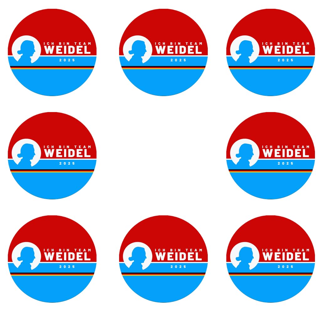 Sammys Shirt Store 8 Stück Einkaufswagen Aufkleber 3cm Durchmesser - Ich Bin Team Weidel 2025 Neuwahlen AFD Wende Ampel Grüne von Sammys Shirt Store