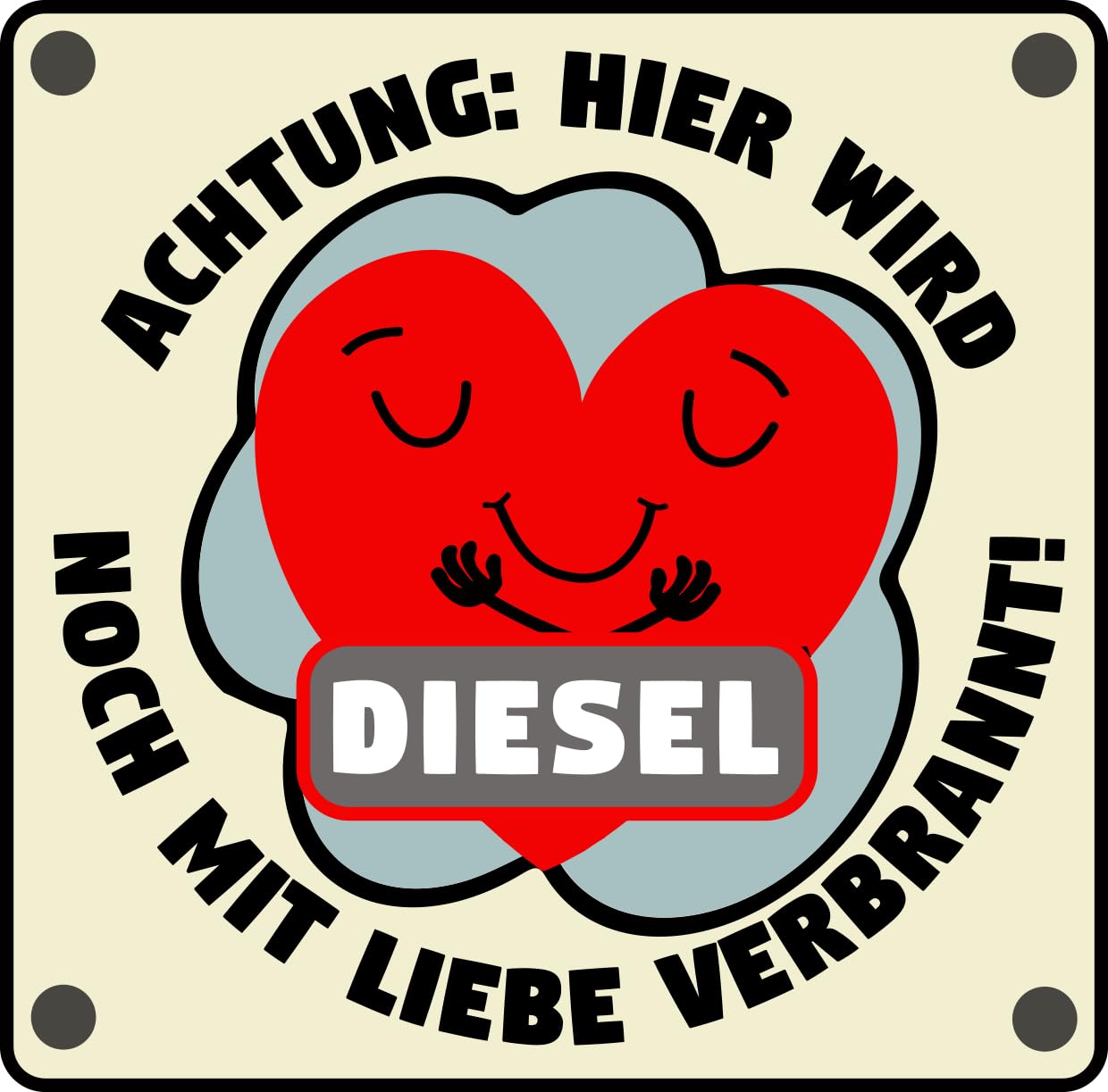 Sammys Shirt Store Achtung Hier Wird noch mit Liebe verbrannt - Diesel Vinyl-Aufkleber Sticker für Auto wetterfest 10cm von Sammys Shirt Store