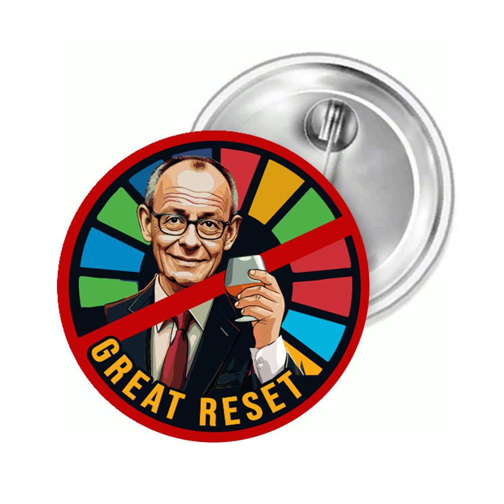 Sammys Shirt Store Great Reset CDU Merz unwählbar Wende Neuwahlen Ampel AFD Button 38 mm von Sammys Shirt Store