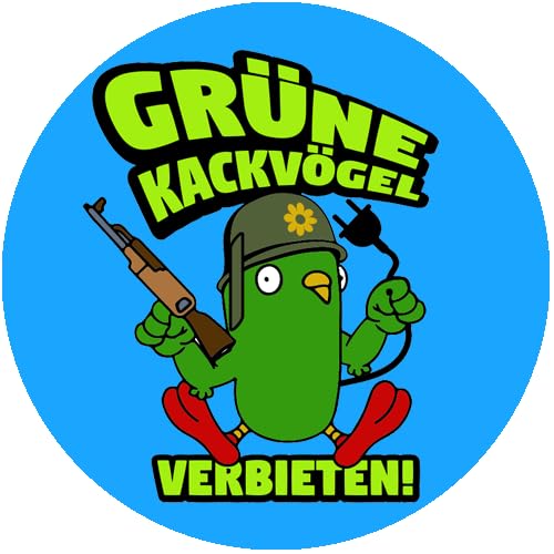 Sammys Shirt Store Grüne Kackvögel verbieten rund Aufkleber 24 cm von Sammys Shirt Store