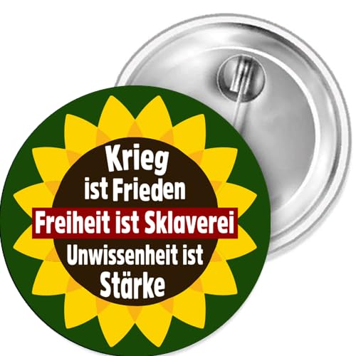 Sammys Shirt Store Grüne Krieg ist Frieden Freiheit ist Sklaverei Button 25 mm von Sammys Shirt Store