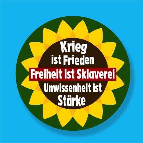 Sammys Shirt Store Grüne: Krieg ist Frieden Orwell Freiheit ist Sklaverei Vinyl-Aufkleber Sticker für Auto wetterfest 10cm von Sammys Shirt Store