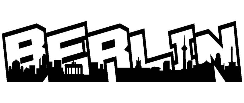 Samunshi® Aufkleber Berlin Schriftzug Skyline Graffiti 30 x 7,7cm schwarz von Samunshi