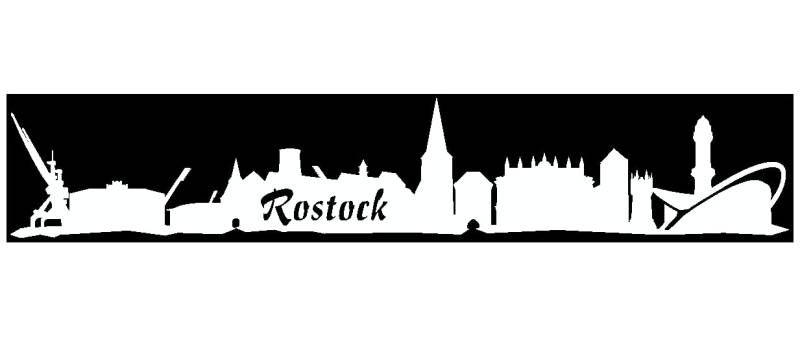 Samunshi® Aufkleber Rostock Skyline Autoaufkleber in 8 Größen und 25 Farben (15x2,7cm weiß) von Samunshi