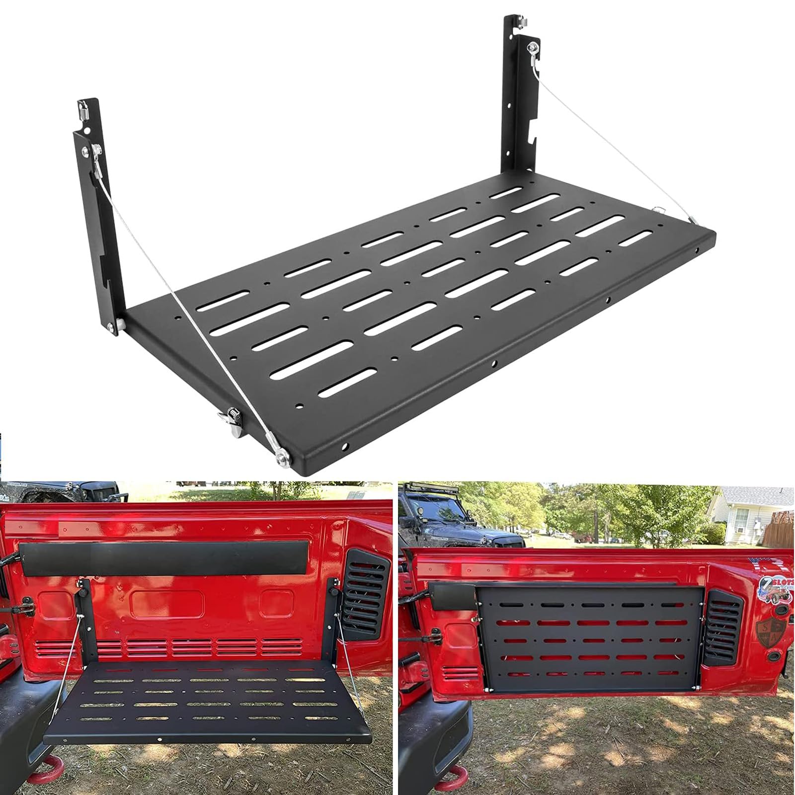 Klappbarer Heckklappentisch Heckklappe Tisch faltbar Fracht Regal Rack hinten Tür Tisch für Jeep Wrangler JK von SanBouSi