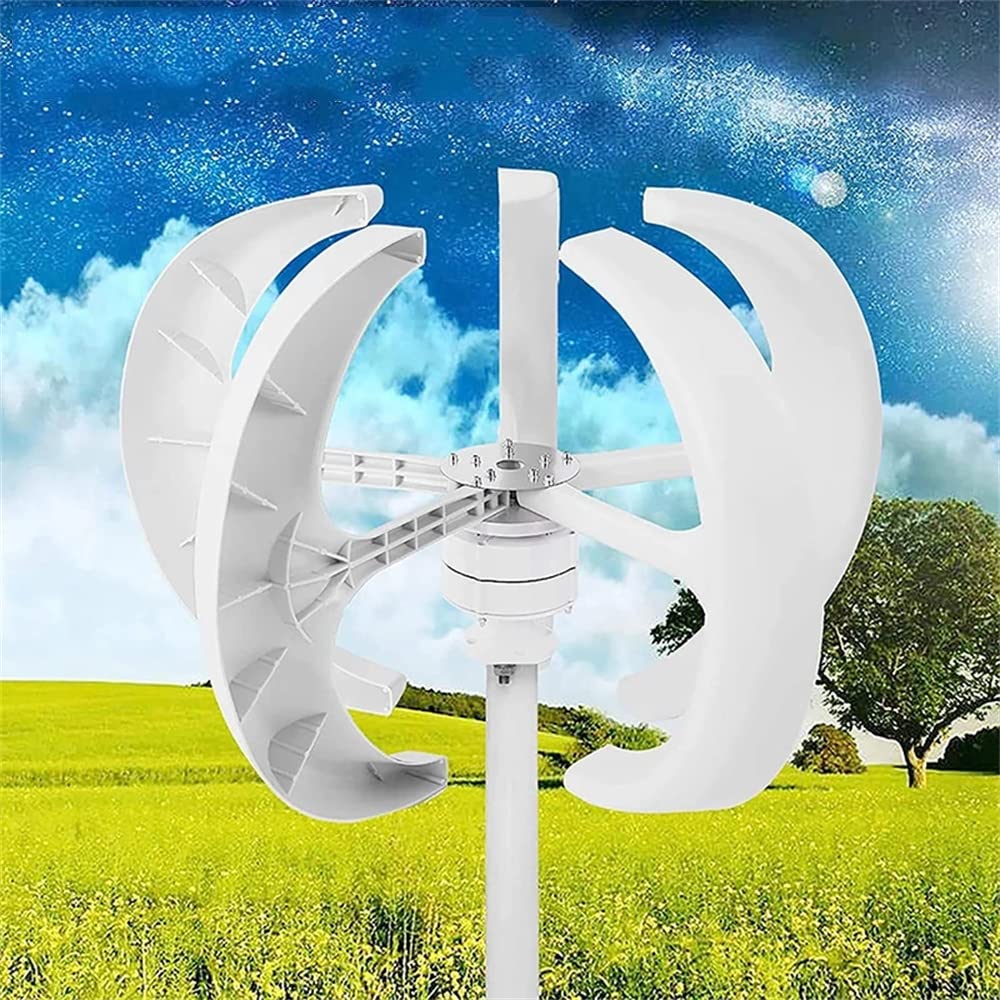 Windkraftanlage 600W 24V Windturbine Generator Laterne Vertikale Windgenerator 5 Blätter Windkraftanlage mit Controller Weiß von SanBouSi