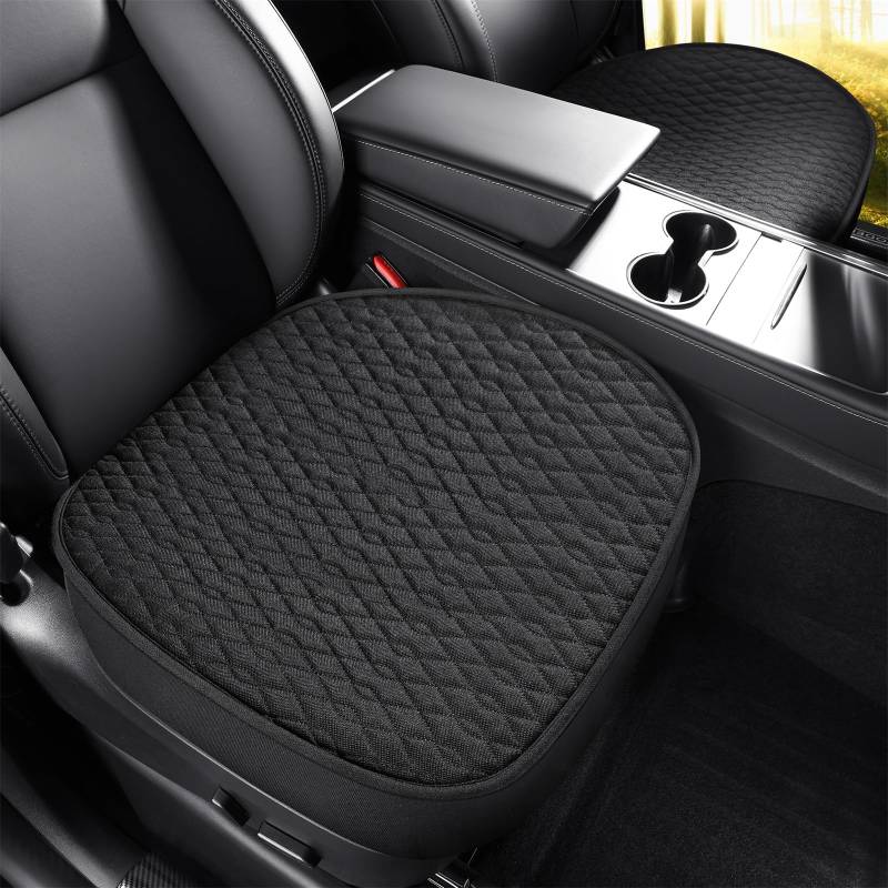 SanQing 2PCS Car Seat Cover Luxury Napa Leather Front Seat Covers for Tesla Model 3 Car Seat Bottom,Heavy Duty Seat Cushion Protector Without Backrest (Black, Model 3) von SanQing