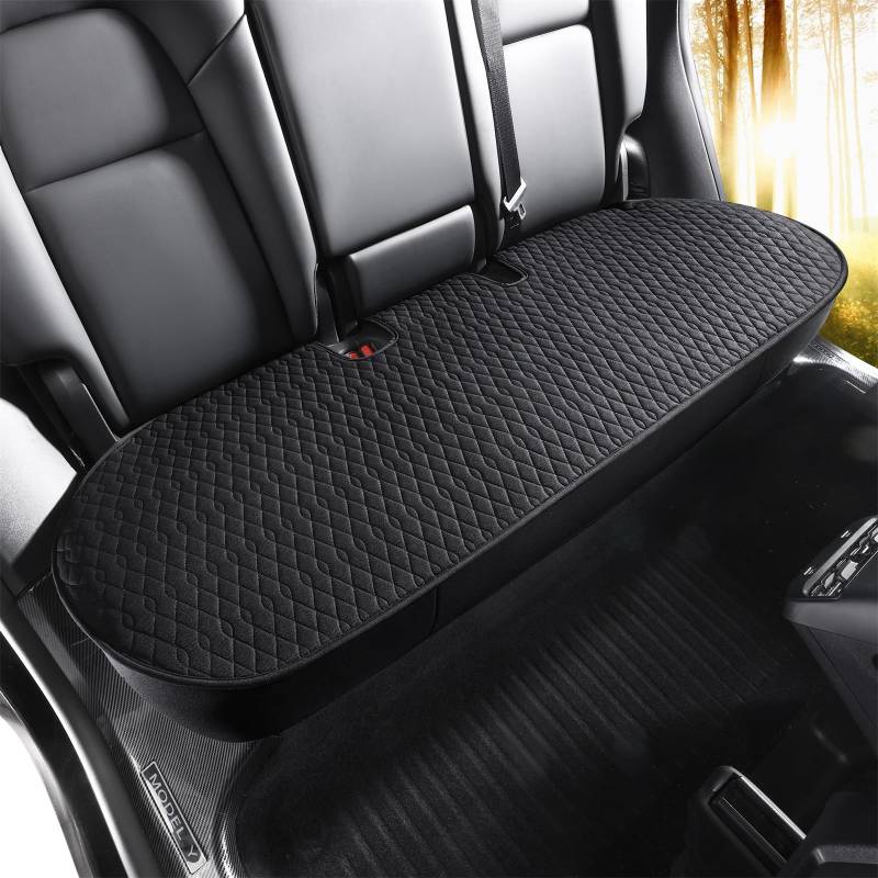 SanQing Car Seat Cover Luxury Napa Leather Rear Seat Covers for Tesla Model 3/Y Car Seat Bottom,Heavy Duty Seat Cushion Protector Without Backrest (Black Back, Model 3) von SanQing