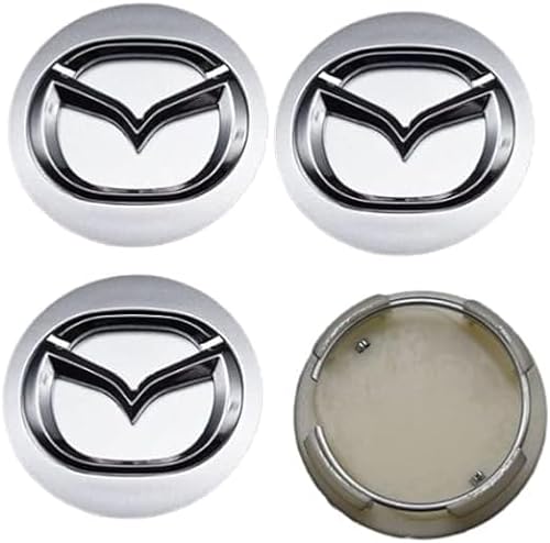 Auto Nabenkappen für Mazda 3 Mazda 6 Mazda 8,ABS+Aluminium Radnabendeckel Felgendeckel Felgenkappen Zentralabdeckung Abdeckkappen Alufelgen mit Emblem Logo Auto Tuning Zubehör,Silver56mm von SatcOp
