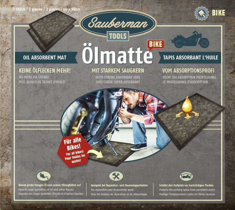 Ölmatte für Motorrad, Quad, ATV, UTV 2 Stück zur Aufnahme von Altöl von Sauberman