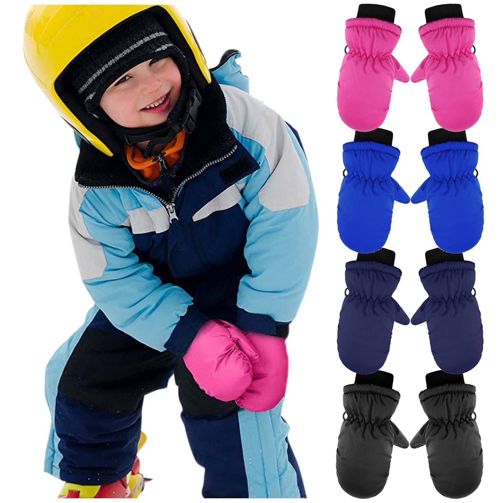 Kinder Skihandschuhe Winter Jungen Mädchen Handschuhe,Weihnachten Wasserdicht Winddichtem Fausthandschuhe Dicke Wärmende Skifäustlinge für 1-8 Jahre,Schneehandschuhe Winterhandschuhe (Hot Rosa) von Sbyhbhyds