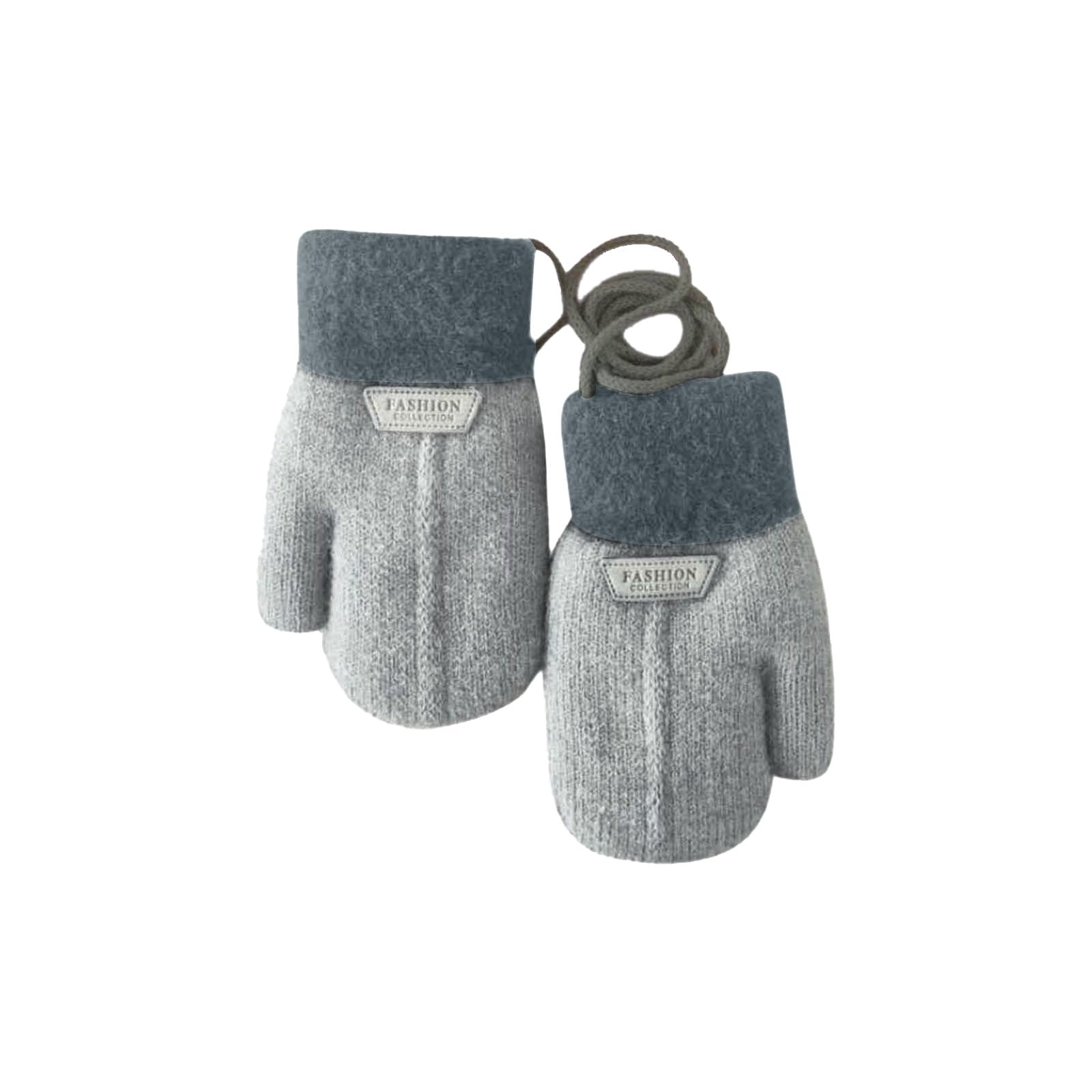 Kinder Winter Handschuhe,Baby Handschuhe Fäustlinge,Warm Strickhandschuh mit Schlüsselband für 0-6 Jahre Mädchen Junge,Fausthandschuhe Halshandschuhe Spielen,Laufen,Skifahren(Grey, 1-3 Jahre) von Sbyhbhyds