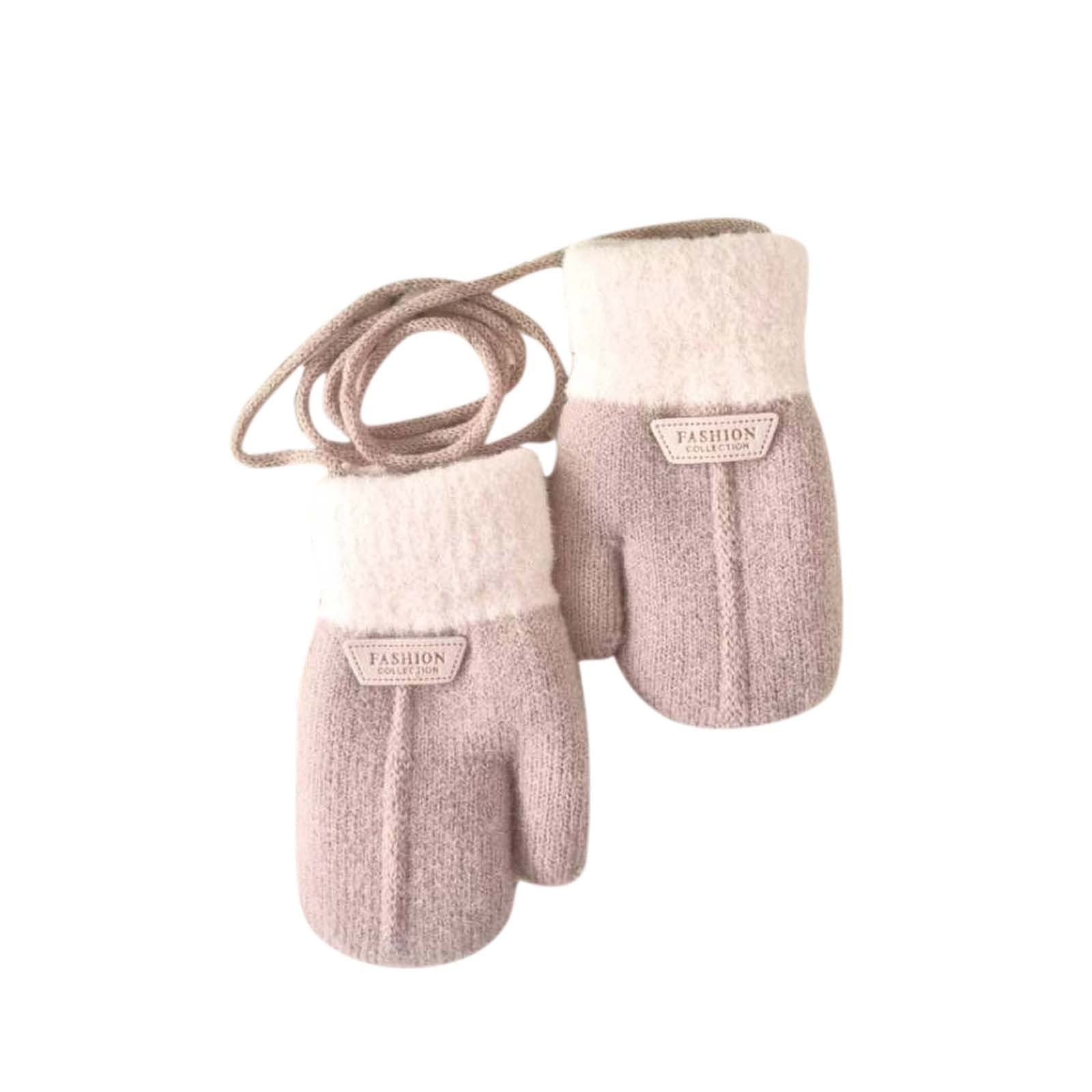 Sbyhbhyds Kinder Winter Handschuhe,Baby Handschuhe Fäustlinge,Warm Strickhandschuh mit Schlüsselband für 0-6 Jahre Mädchen Junge,Fausthandschuhe Halshandschuhe Spielen,Laufen,Skifahren(1-3 Jahre) von Sbyhbhyds