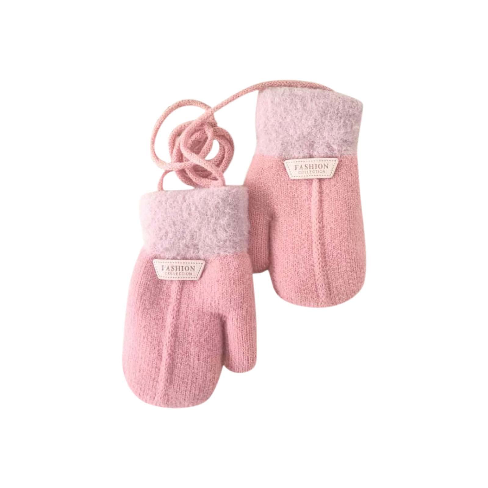 Sbyhbhyds Kinder Winter Handschuhe,Baby Handschuhe Fäustlinge,Warm Strickhandschuh mit Schlüsselband für 0-6 Jahre Mädchen Junge,Fausthandschuhe Halshandschuhe Spielen,Laufen,Skifahren(1-3 Jahre) von Sbyhbhyds