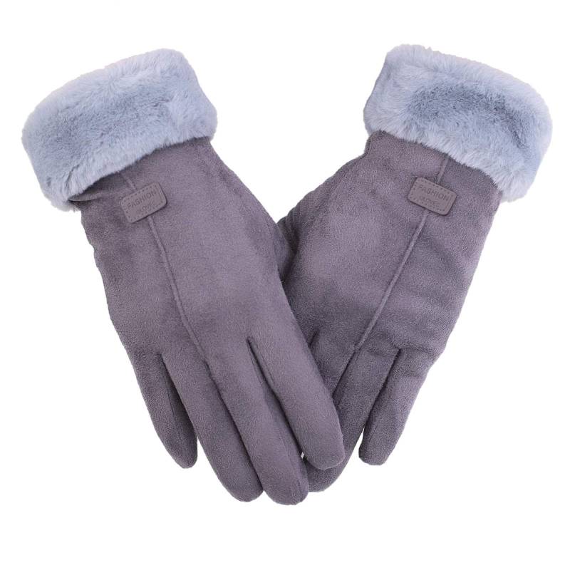 Winterhandschuhe mit Fleecefutter Handschuhe,Unisex Damen Herren Touchscreen Warme Strickhandschuhe ,Thermohandschuhe Männer Frauen Wollhandschuhe Outdoor Winter,Damenhandschuhe (Grey, One Size) von Sbyhbhyds