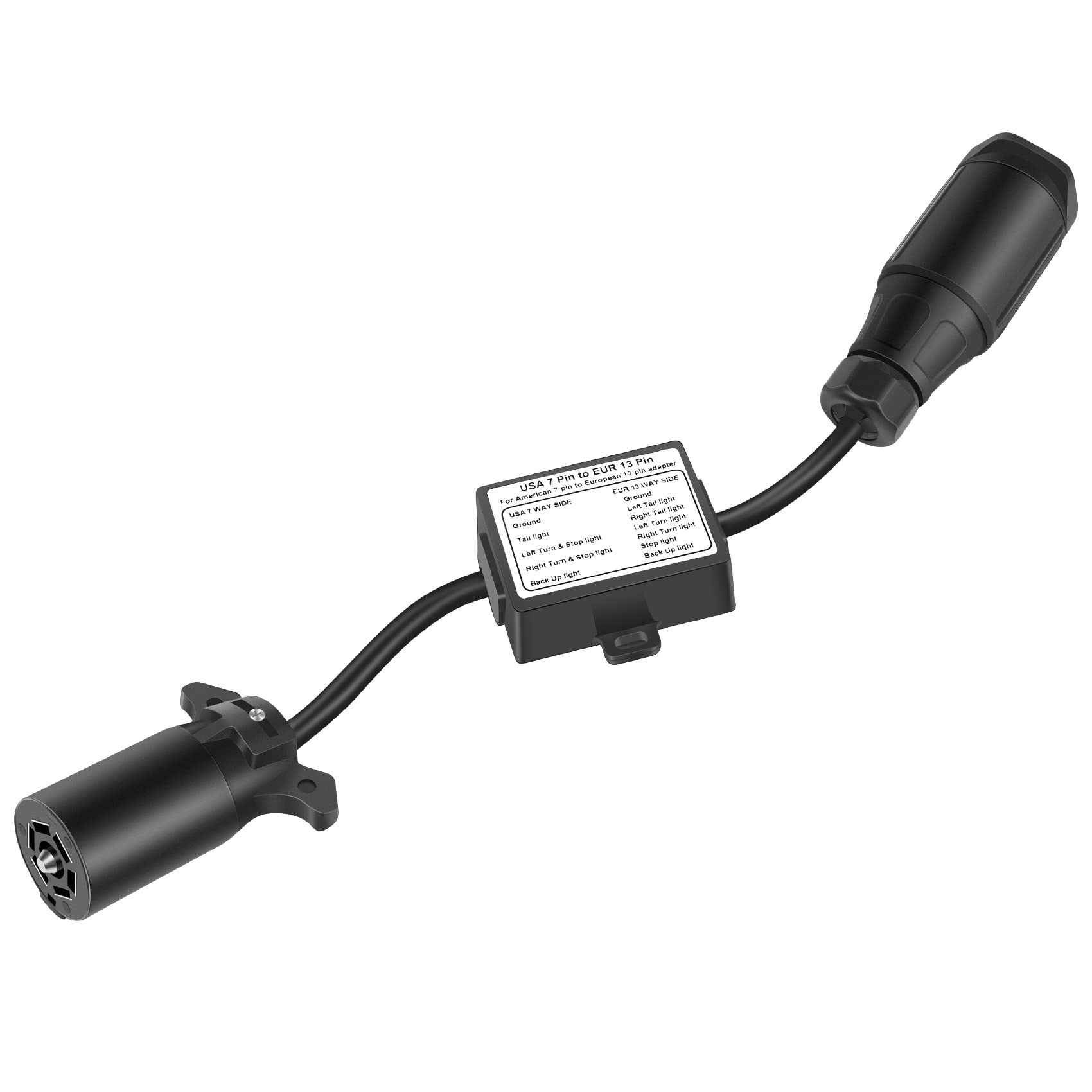 Scalewbin USA zu EuropäIscher AnhäNger Licht Konverter 7 Polige Flach Steckdose (US Fahrzeug) auf 13-Pin Rund Stecker (EU AnhäNger) von Scalewbin