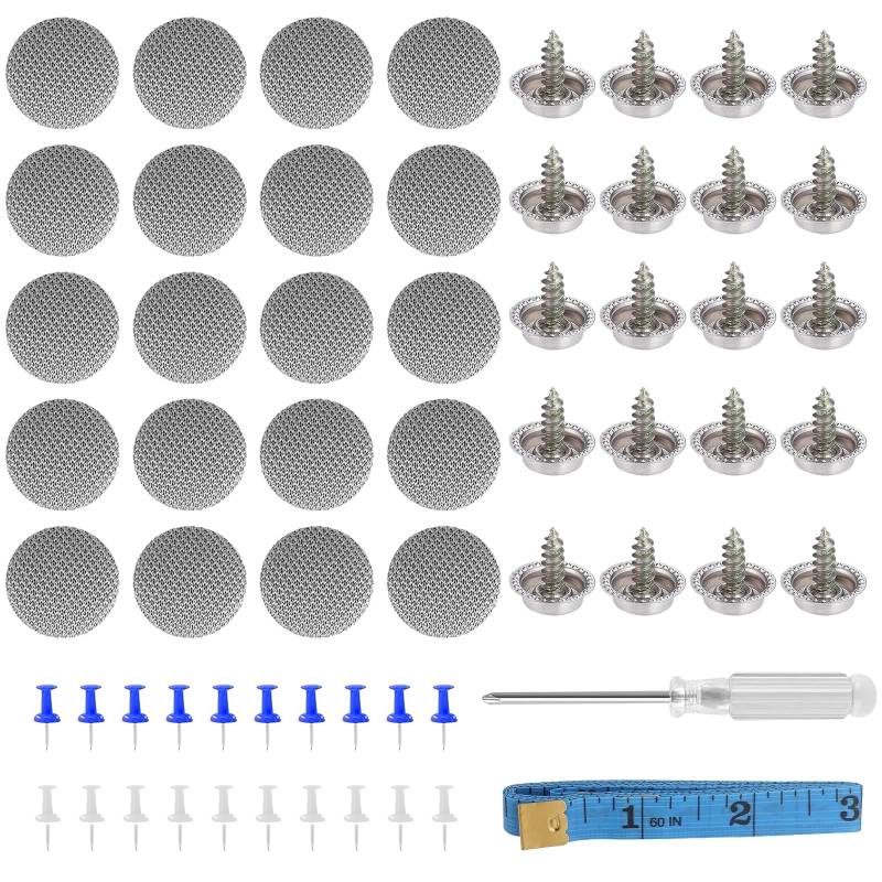 Scettar Autohimmel Reparatur Set, 85Pcs Dachhimmel Reparatur Nieten, KFZ Reparatur Nieten für Alle Autos, mit Reißzwecke, Schraubendreher und Maßband von Scettar